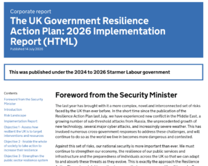 UK Government Resilience Action Plan 2026